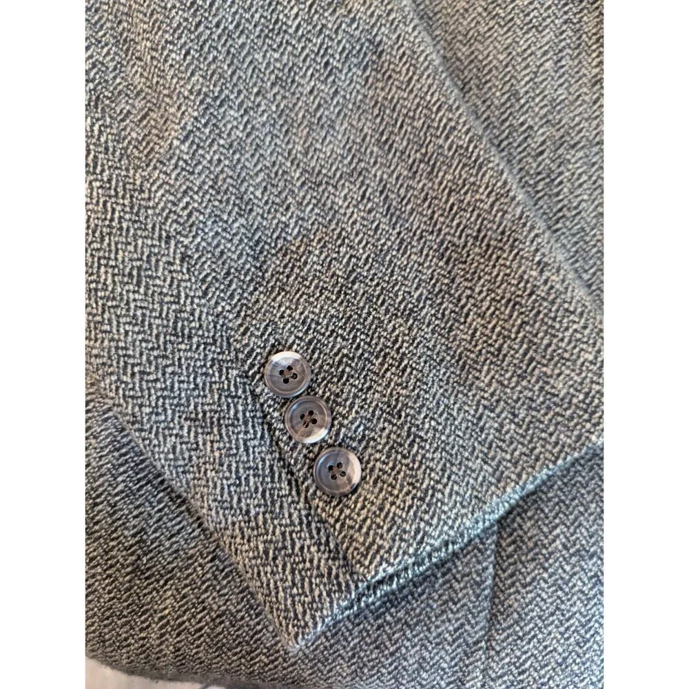 Mark Shale Mens Gray Herringbone Tweed Sport Coat Blazer Jacket Woven Notch Read